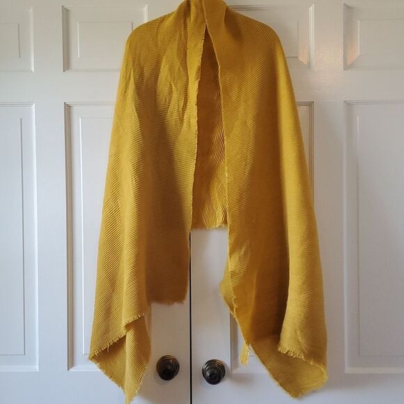 MUSTARD YELLOW GOLD WRAP SCARF FRINGE 29" by 72" - Picture 1 of 5